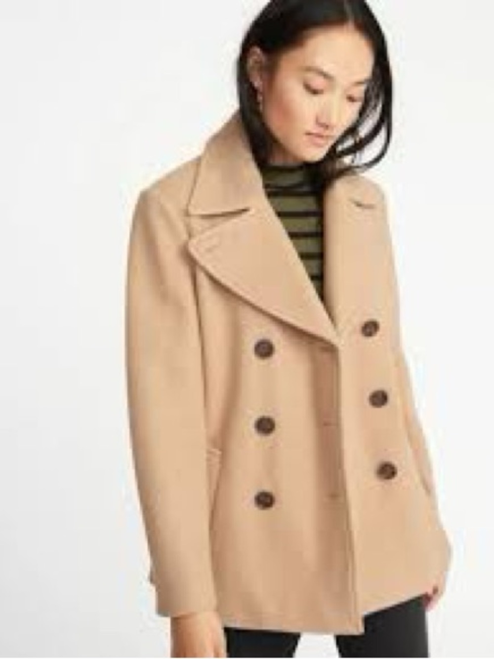 Old Navy Camel Double-Breasted Pea Coat. LARGE